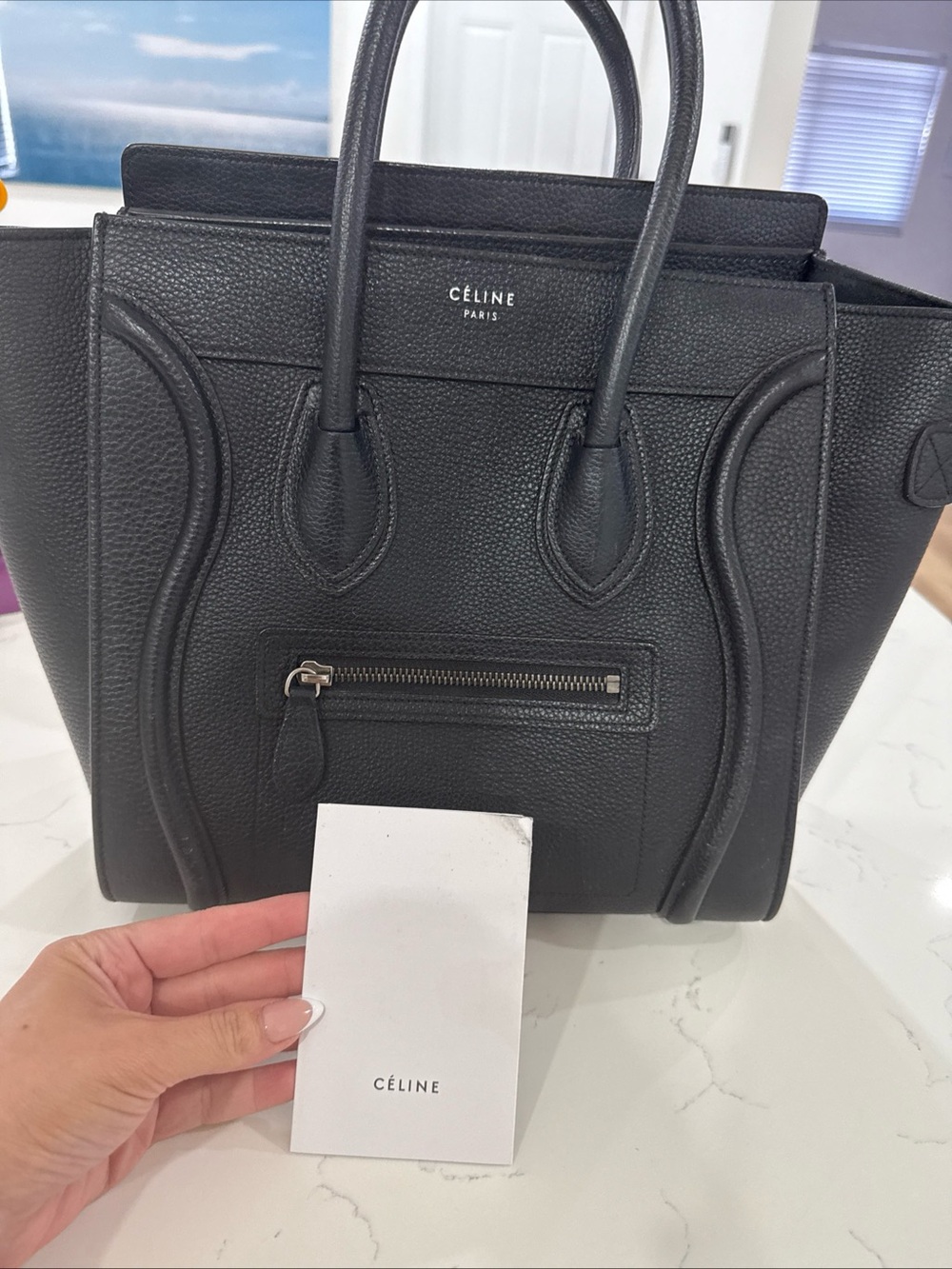 Céline Black Pebbled Leather Micro Luggage Tote